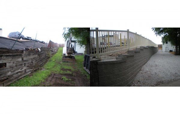 Commercial Retaining Wall – Before and After