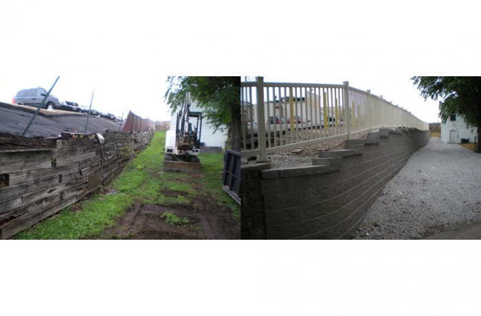 Commercial Retaining Wall – Before and After